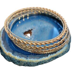5 PC Set Gold-Tone~ Textured Bangle Bracelet Set